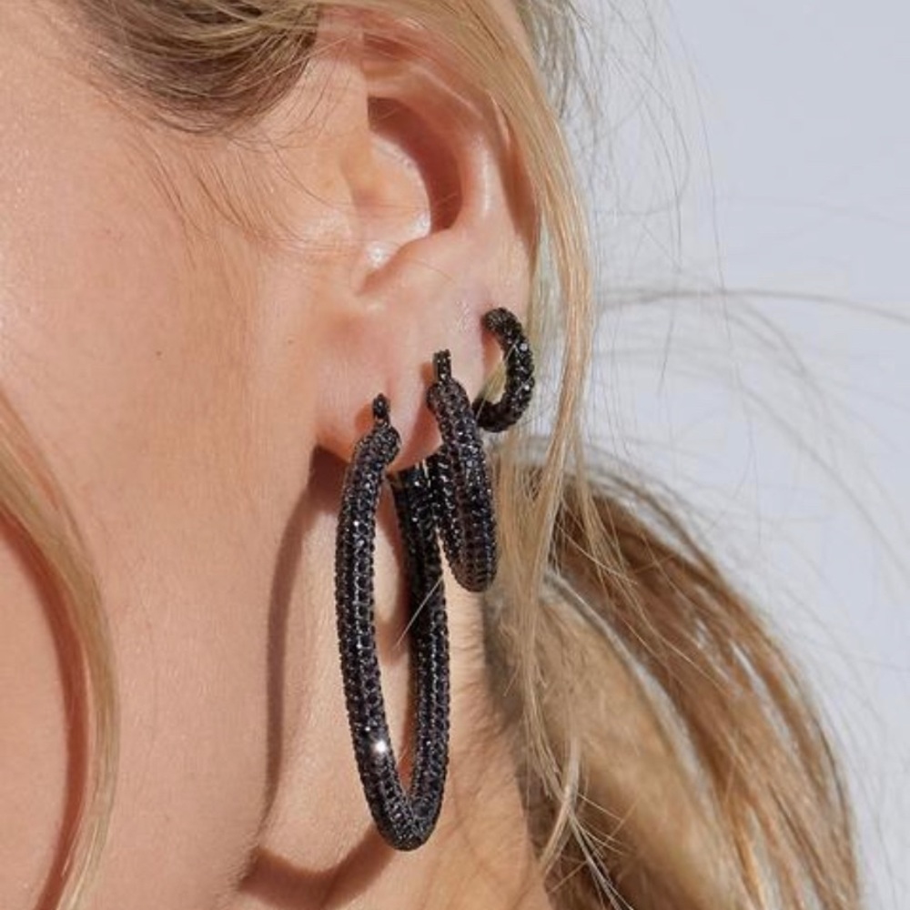 Black pave hoops